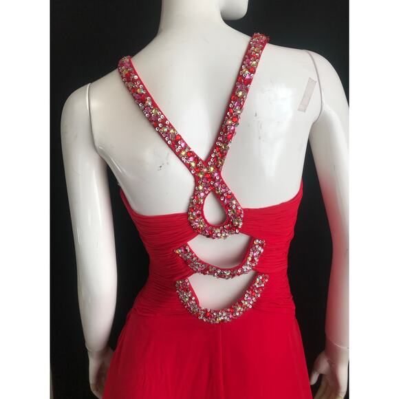 ✨ Red Rhinestone Open Back Gown – XS | Worn Once - Picture 3 of 4